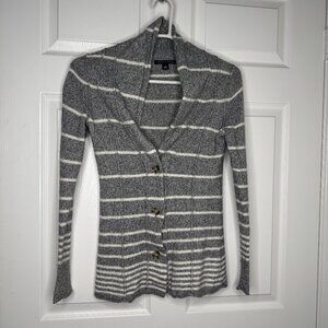 Grey & White Striped Banana Republic Cardigan